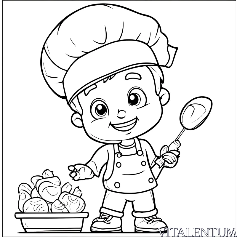 AI ART Smiling Kid Chef Illustration