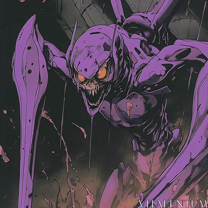 AI ART Purple Monster with Glowing Eyes