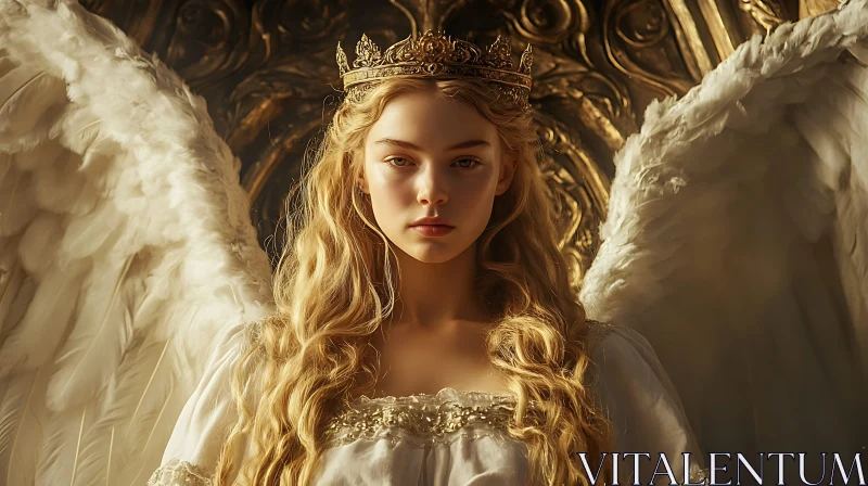 AI ART Serene Angel with Golden Crown Portrait