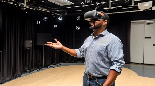 Man Interacting with Virtual Reality Interface
