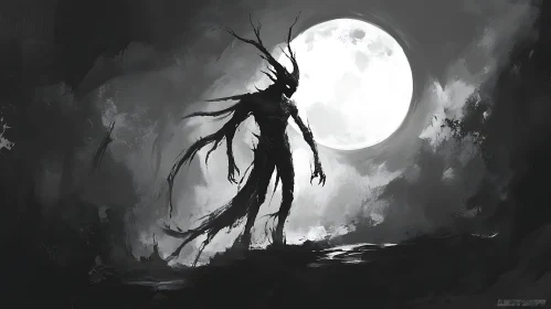 Moonlit Monster: A Dark Fantasy Scene