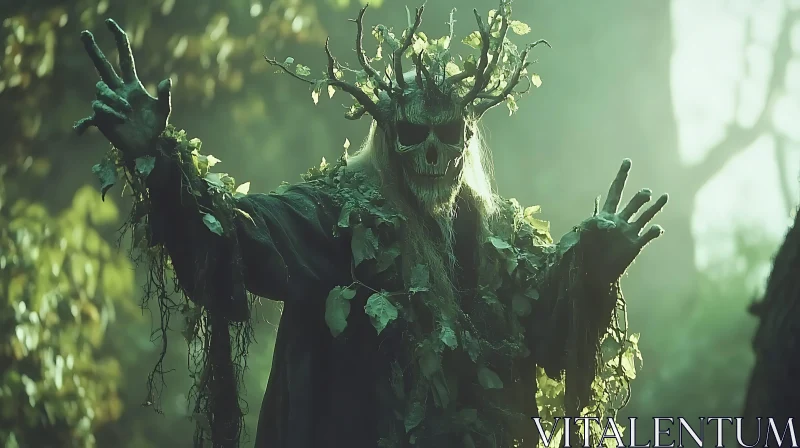 AI ART Ethereal Forest Guardian with Leafy Crown