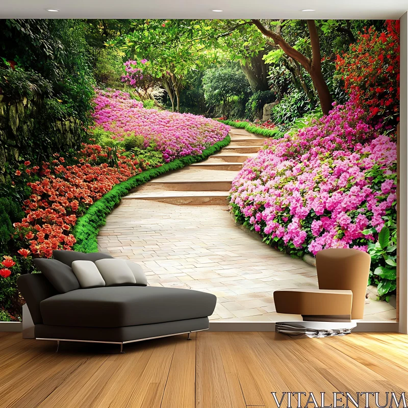 AI ART Floral Garden Pathway