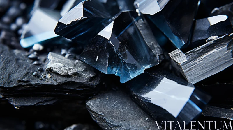 Blue Crystals and Mineral Fragments: A Study of Eco-Friendly Craftsmanship AI Image