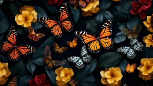 Butterflies on Dark Background Wallpaper
