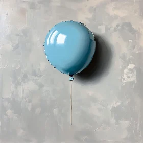 Light Blue Balloon on Grey Textured Wall