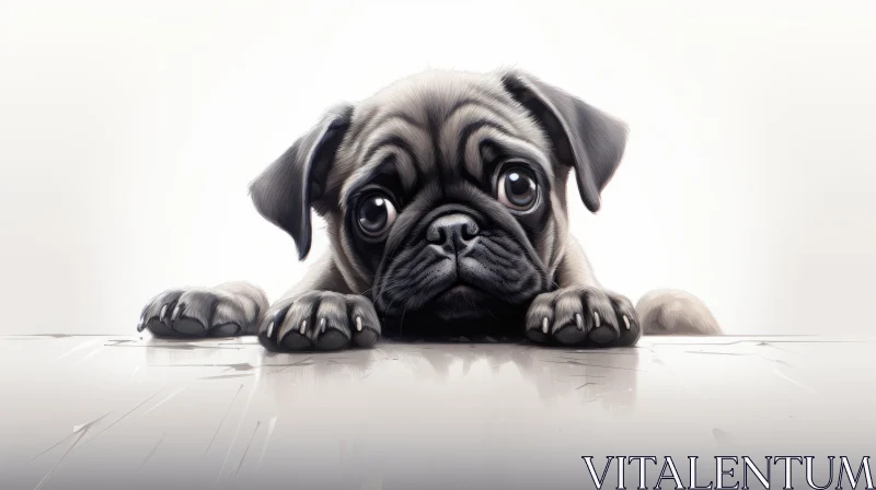 Charming Cartoonish Pug Puppy Graphic Design Illustration AI Image