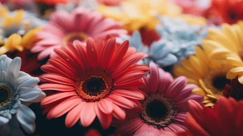 Close-Up of Colorful Gerbera Daisy Flowers - Lo-Fi Aesthetic