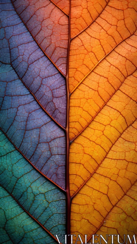Colorful Leaf with Golden Ratio and Symmetry AI Image