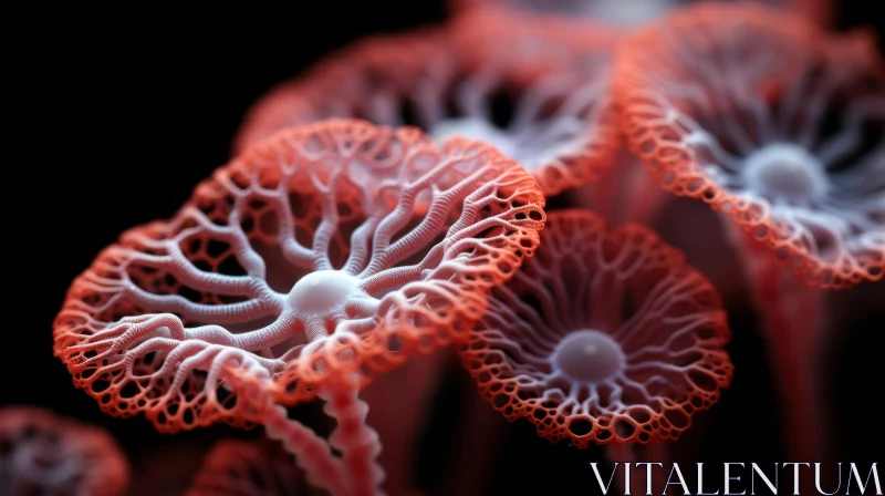 Detailed Close-up of Red Sea Fungus - A Marvel in Macro Photography AI Image