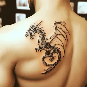 Intricate Dragon Tattoo on Shoulder