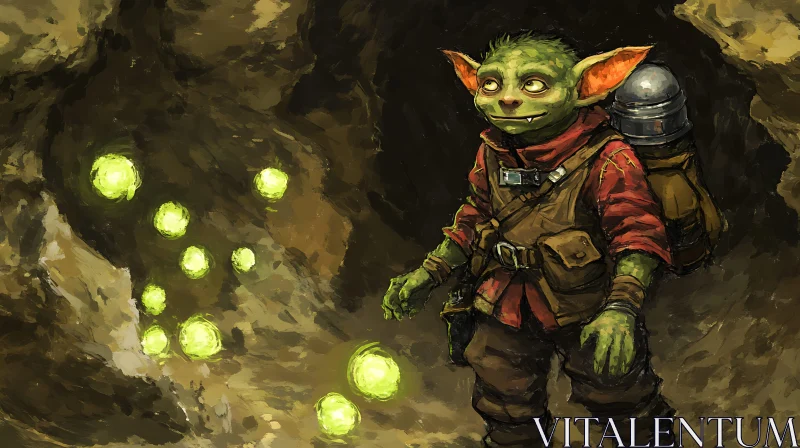 AI ART Fantasy Goblin in a Mystical Cave