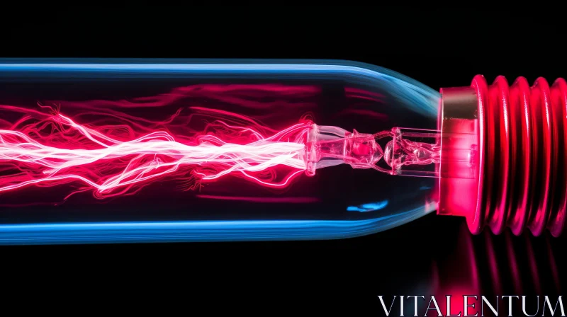 AI ART Electric Pink Light in Bottle - A Study of Science and Art