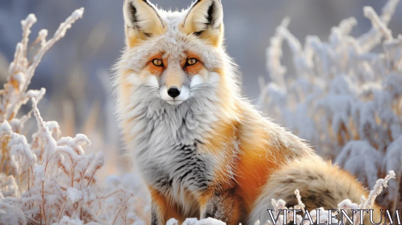 Stunning Winter Fox Amidst Snow - Nature-Inspired Camouflage Art AI Image