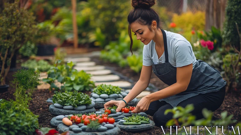 Urban Gardener with Tomatoes AI Image