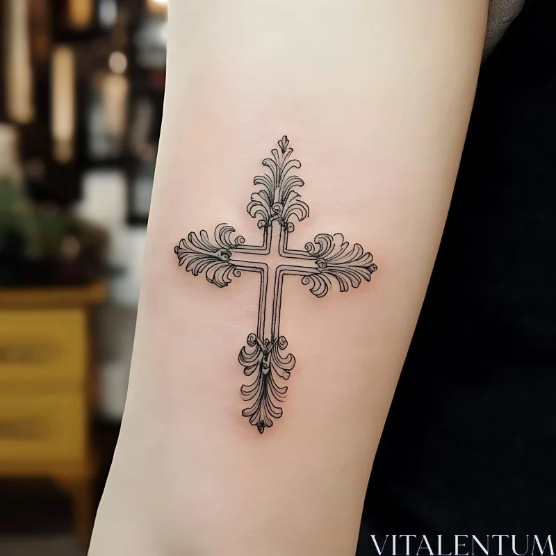 Ornate Cross Tattoo Design AI Image