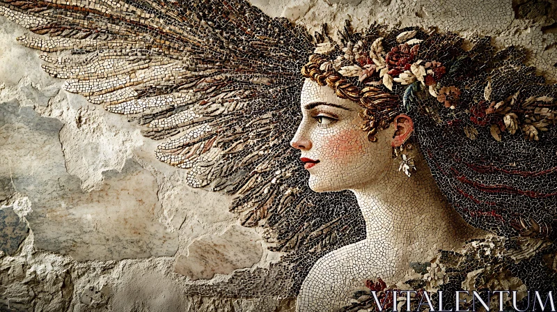 AI ART Mosaic Angel with Wings Artwork