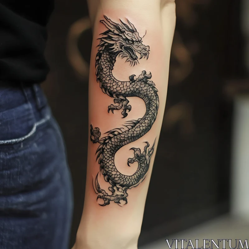 AI ART Intricate Dragon Tattoo Design on Arm