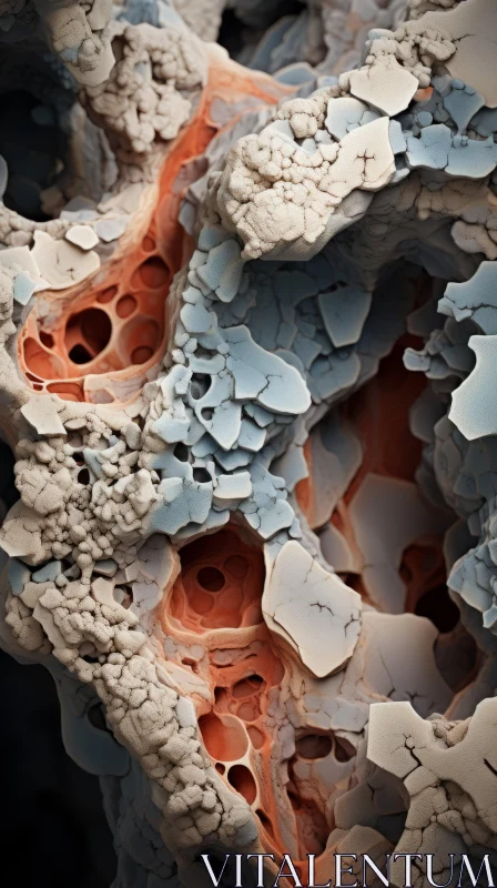 3D Rendered Cellular Formations in Eroded Interiors AI Image