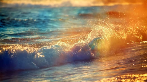 Waves Crashing at Golden Hour