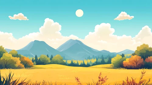 Peaceful Mountain Field Scene