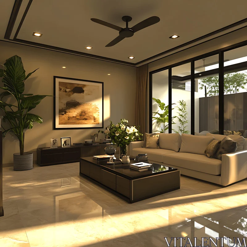 Modern Living Room with Natural Light AI Image