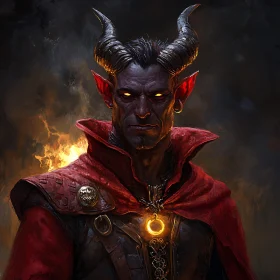 Fiery Demon in Dark Portrait