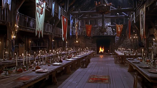 Candlelit Feast in a Grand Hall