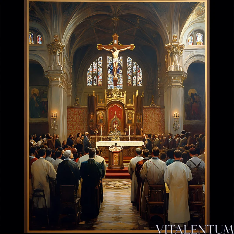 AI ART Interior of Church During Ceremony