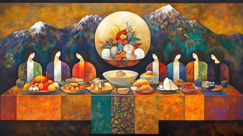 Mountains Feast Still Life Painting