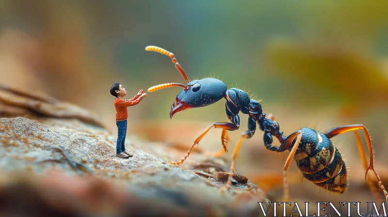 Giant Ant with Child AI Image