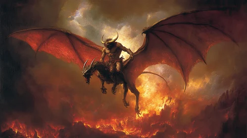 Dragon Rider in Hellscape Painting