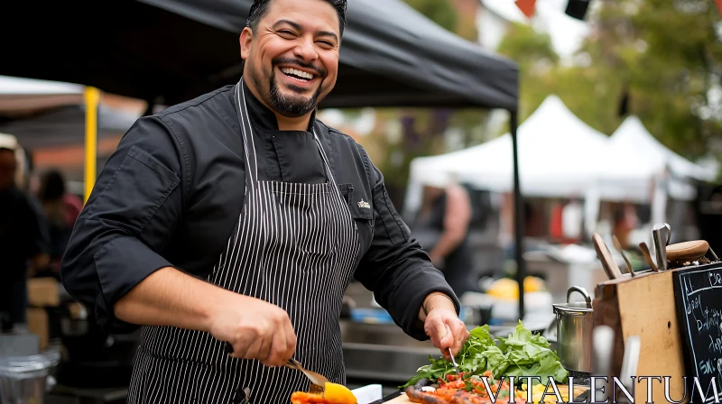 Smiling Chef at Market AI Image