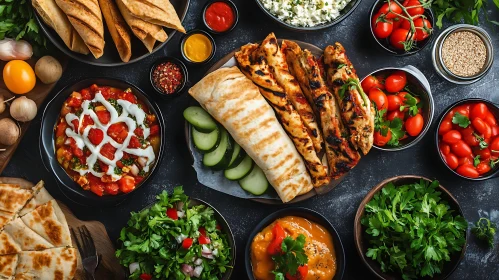 Colorful Mediterranean Food Spread