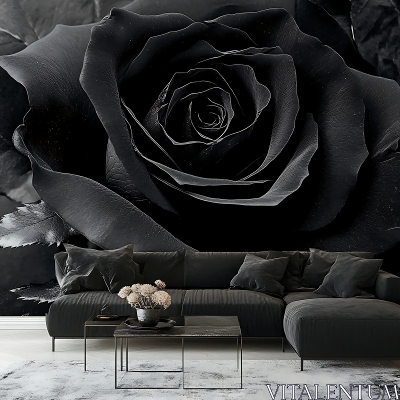 AI ART Monochrome Rose with Modern Interior