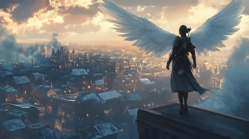 Winged Guardian Above the Metropolis
