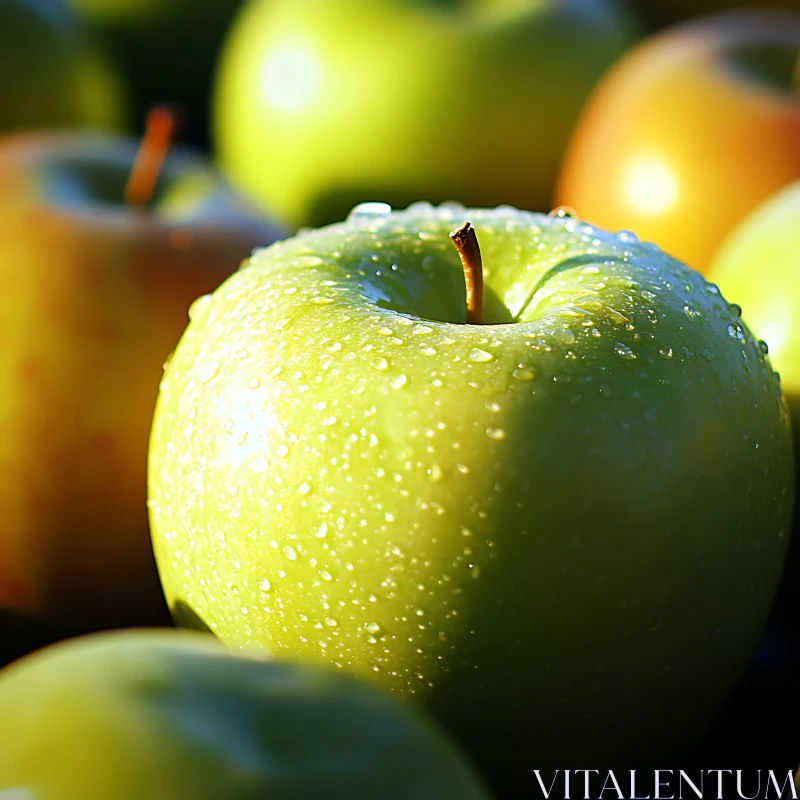 Fresh Green Apple Close-Up AI Image