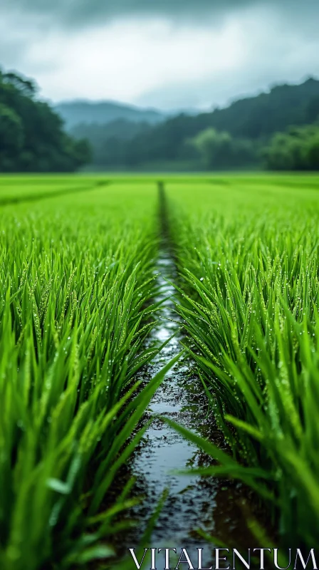 AI ART Peaceful Rice Paddy Landscape