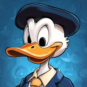 Animated Duck Character in Blue Suit