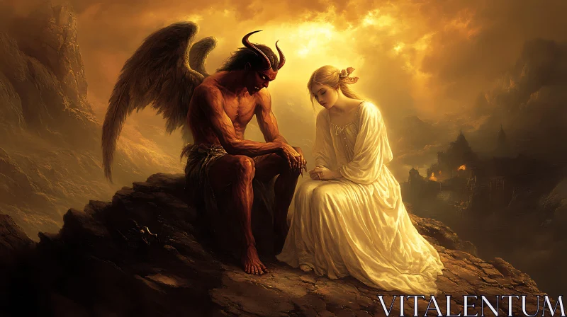 AI ART Contemplation on the Edge: Angel and Demon