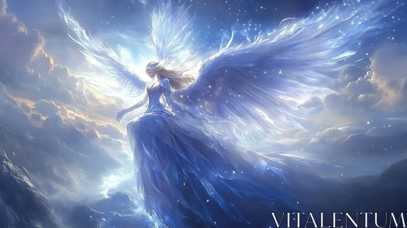 Heavenly Angel with Wings of Light AI Image