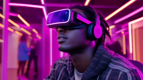 Virtual Reality Experience with Neon Lights