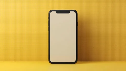 Minimalist Phone Display on Yellow Surface