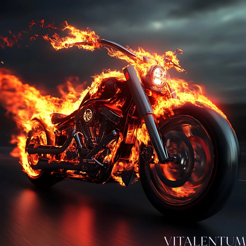 AI ART Motorcycle Ablaze: A Spectacle of Fire