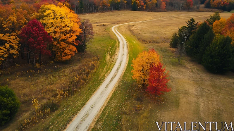 AI ART Fall Landscape with Winding Path