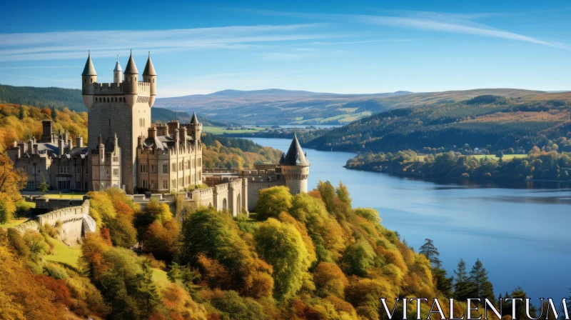 AI ART Captivating Castle Overlooking a Serene Lake | Mountainous Vistas