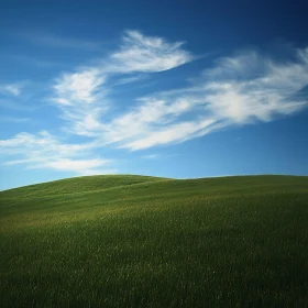 Rolling Green Hills Under Azure Skies