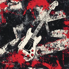 Grunge Guitar Composition - Red and Black Art