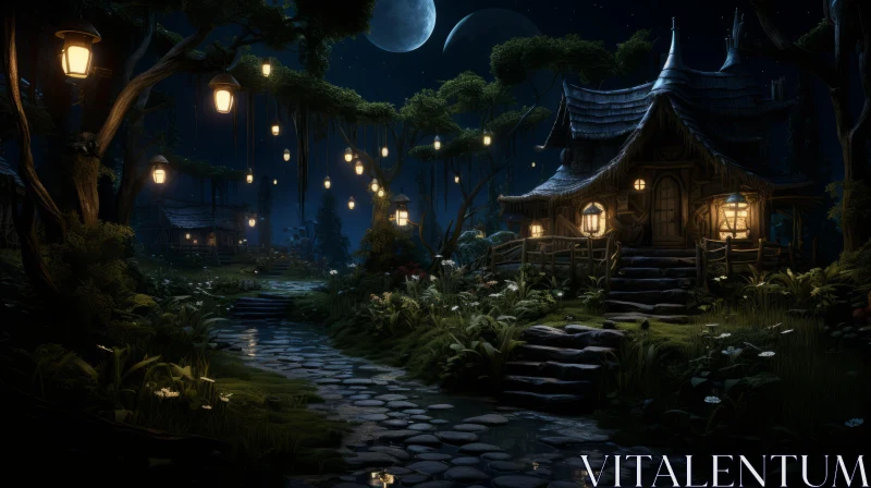 Enchanting Lantern-lit Forest Scene - Fairycore Aesthetics AI Image