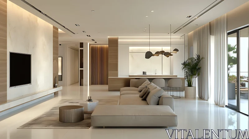 Modern Neutral Tone Living Space AI Image